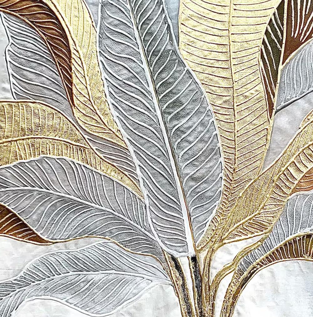 Gold Silber Blatt Wanddekor Detail Ölgemälde